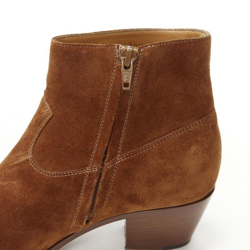 SAINT LAURENT Wyatt botín cubano punta de almendra de ante marrón tostado EU38 en venta 5