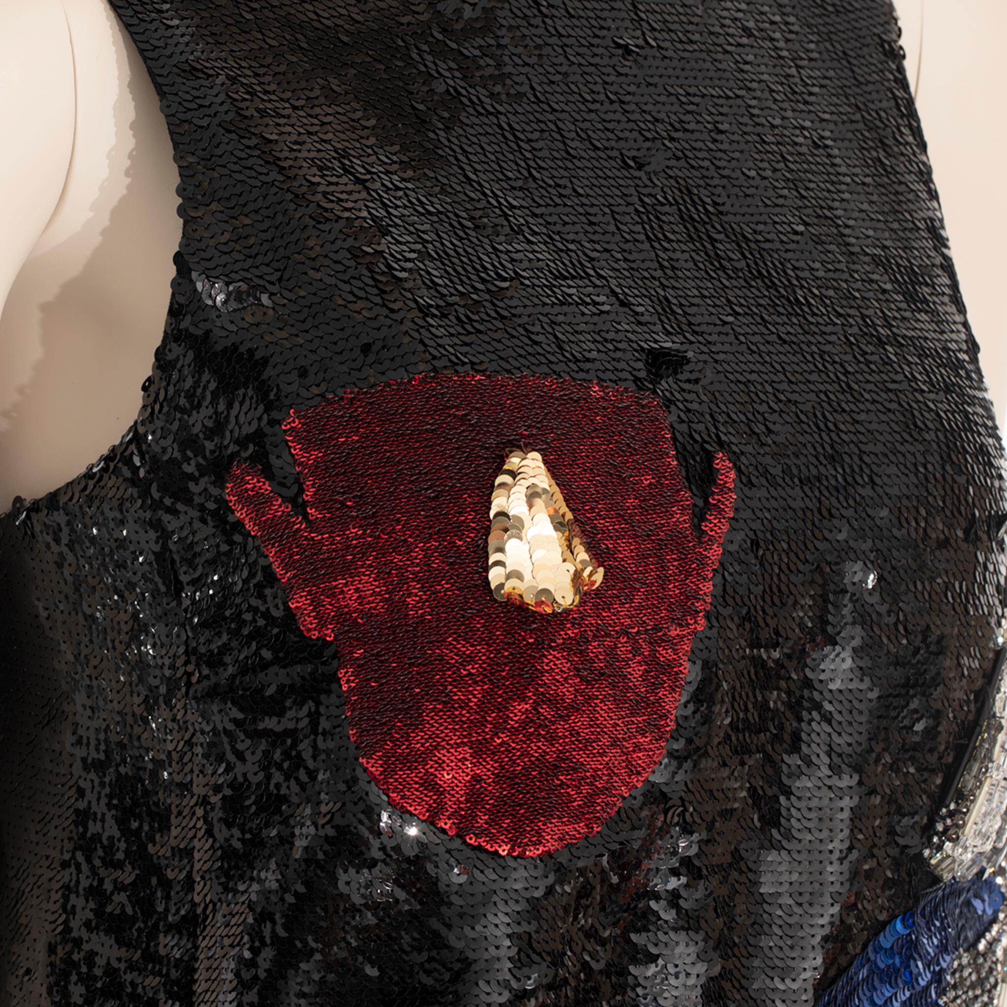 Saint Laurent X John Baldessari par Hedi Slimane - Robe courte à sequins, look n°13 en vente 3