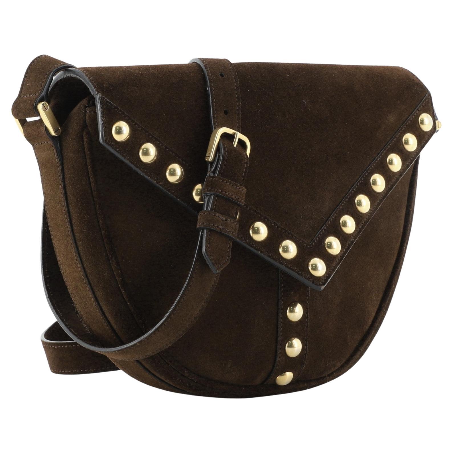 Vintage Authentic YSL Brown Dark Brown Leather Crossbody Bag France