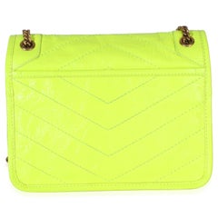 Saint Laurent Yellow Crinkled Calfskin Matelasse Baby Niki Chain Satchel