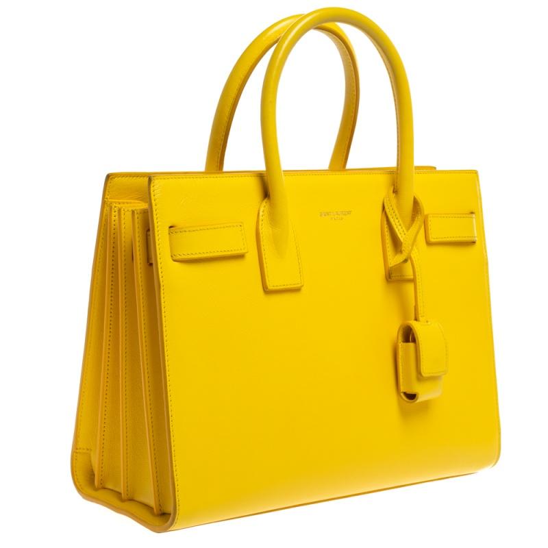 Saint Laurent Yellow Leather Baby Classic Sac De Jour Tote at 1stDibs