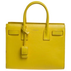 Saint Laurent Yellow Leather Baby Classic Sac De Jour Tote