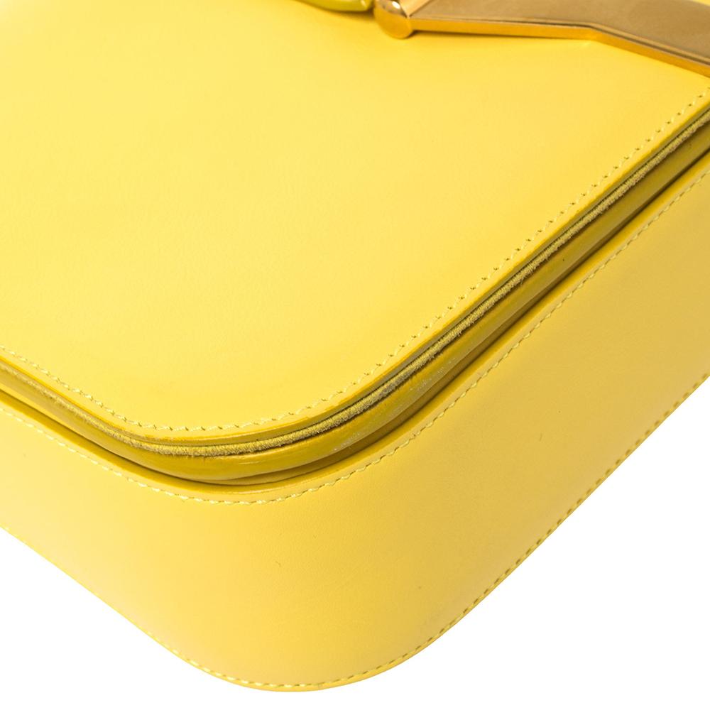 Saint Laurent Yellow Leather Ligne Y Crossbody Bag 3