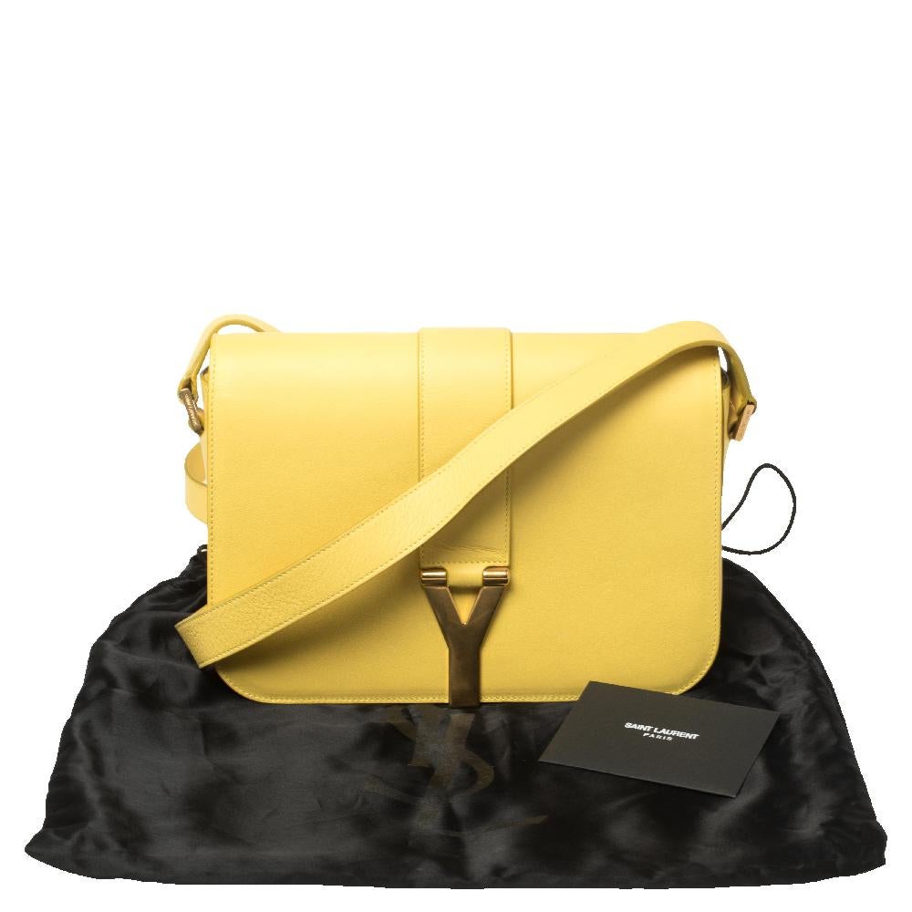 Saint Laurent Yellow Leather Ligne Y Crossbody Bag 5