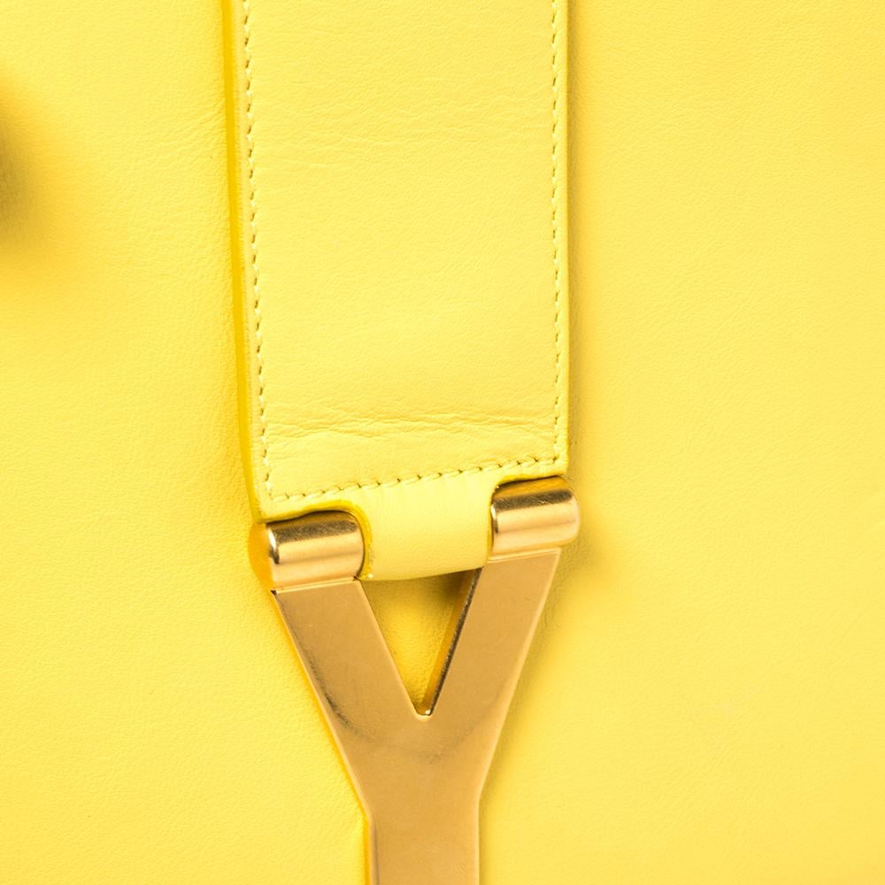 Saint Laurent Yellow Leather Ligne Y Crossbody Bag In Good Condition In Dubai, Al Qouz 2