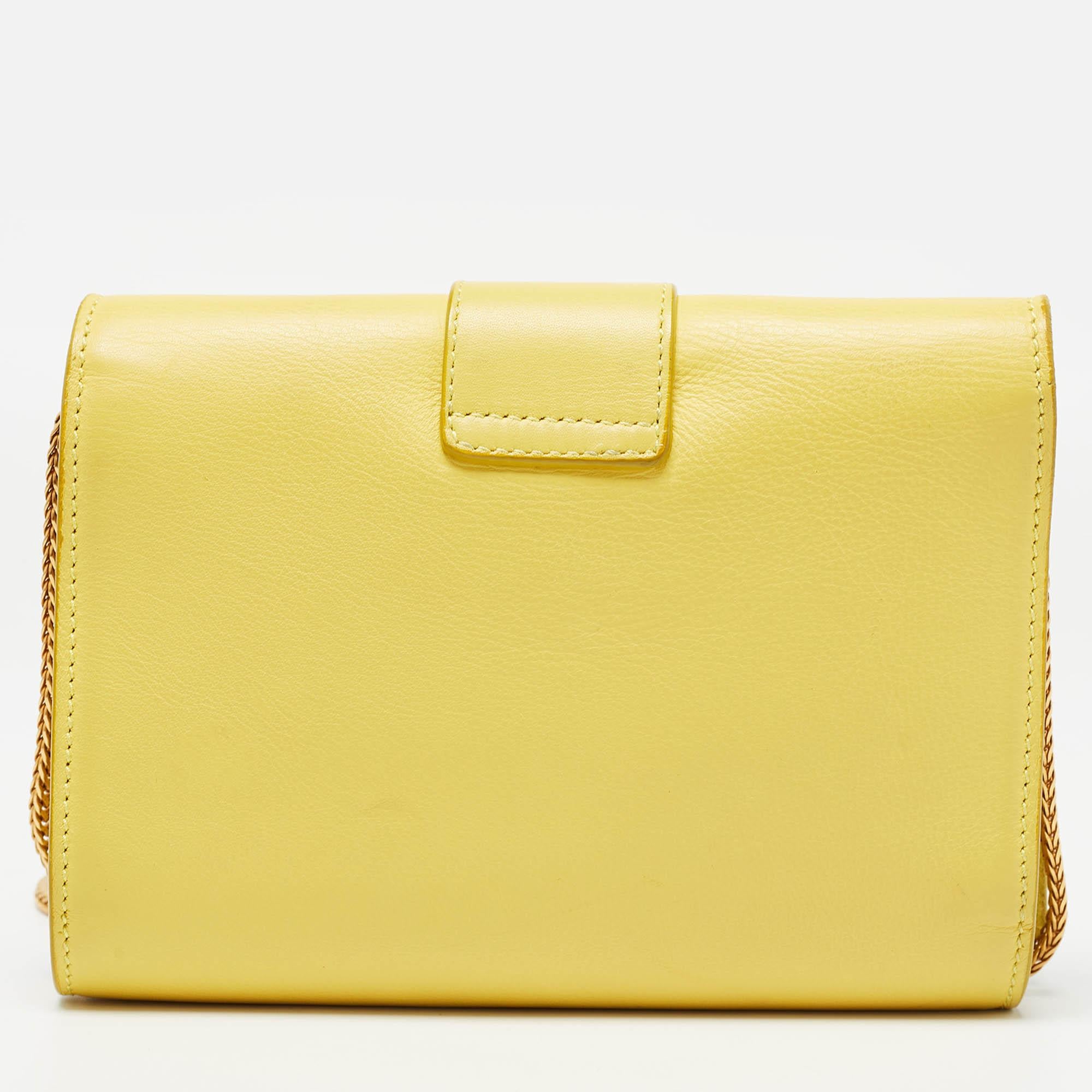 Women's Saint Laurent Yellow Leather Mini Chyc Crossbody Bag
