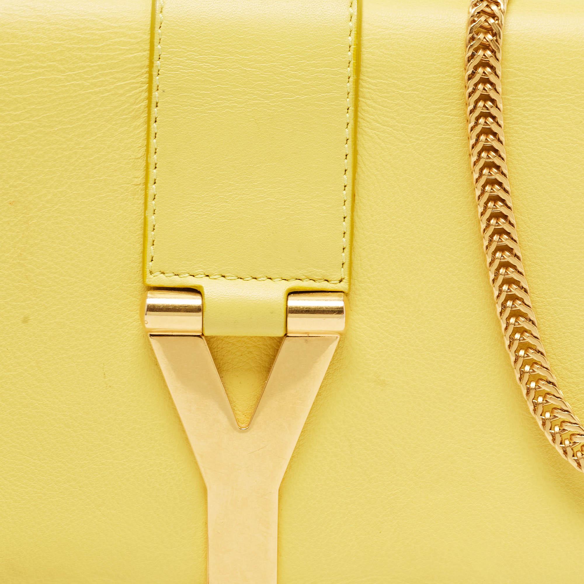 Saint Laurent Yellow Leather Mini Chyc Crossbody Bag 1