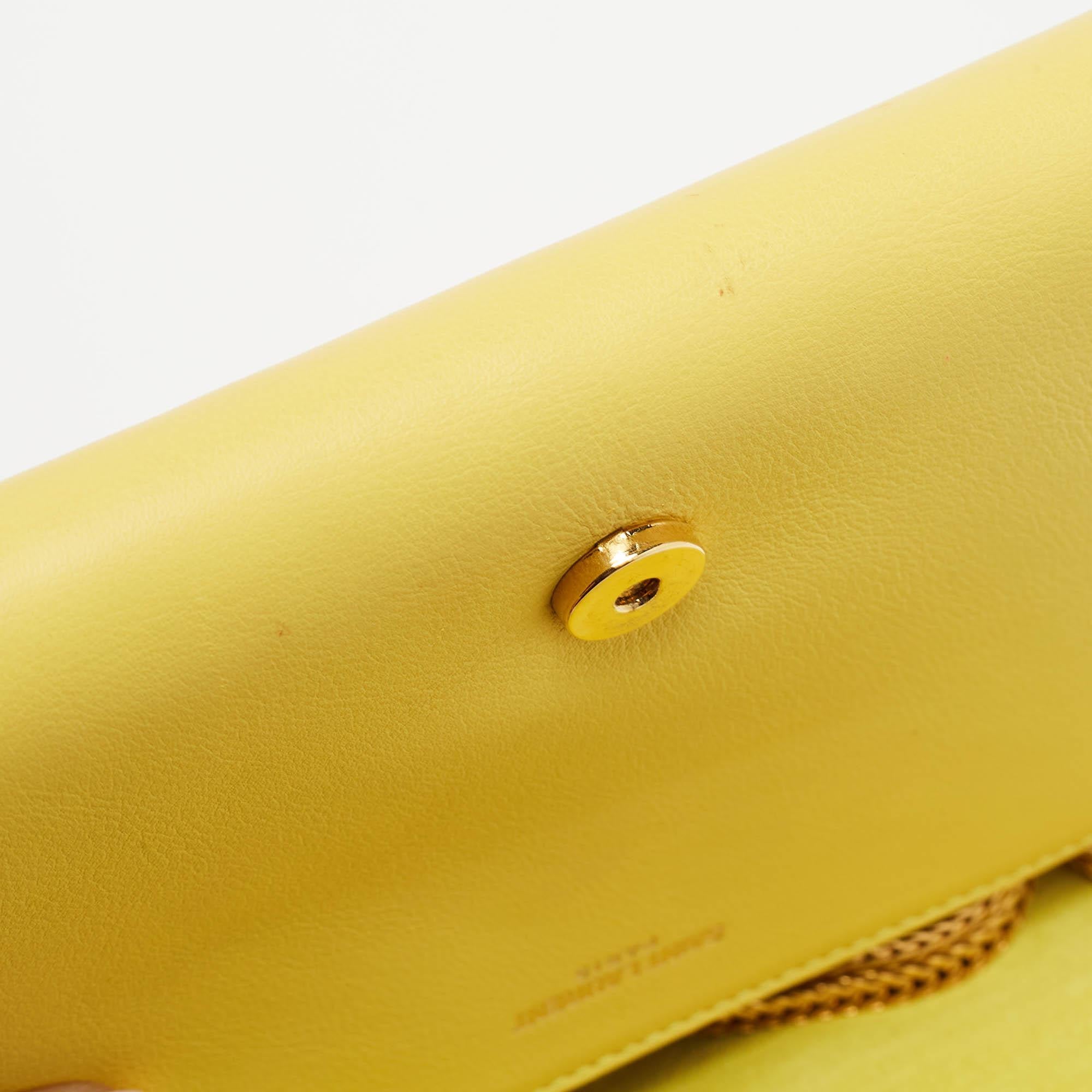 Saint Laurent Yellow Leather Mini Chyc Crossbody Bag 2