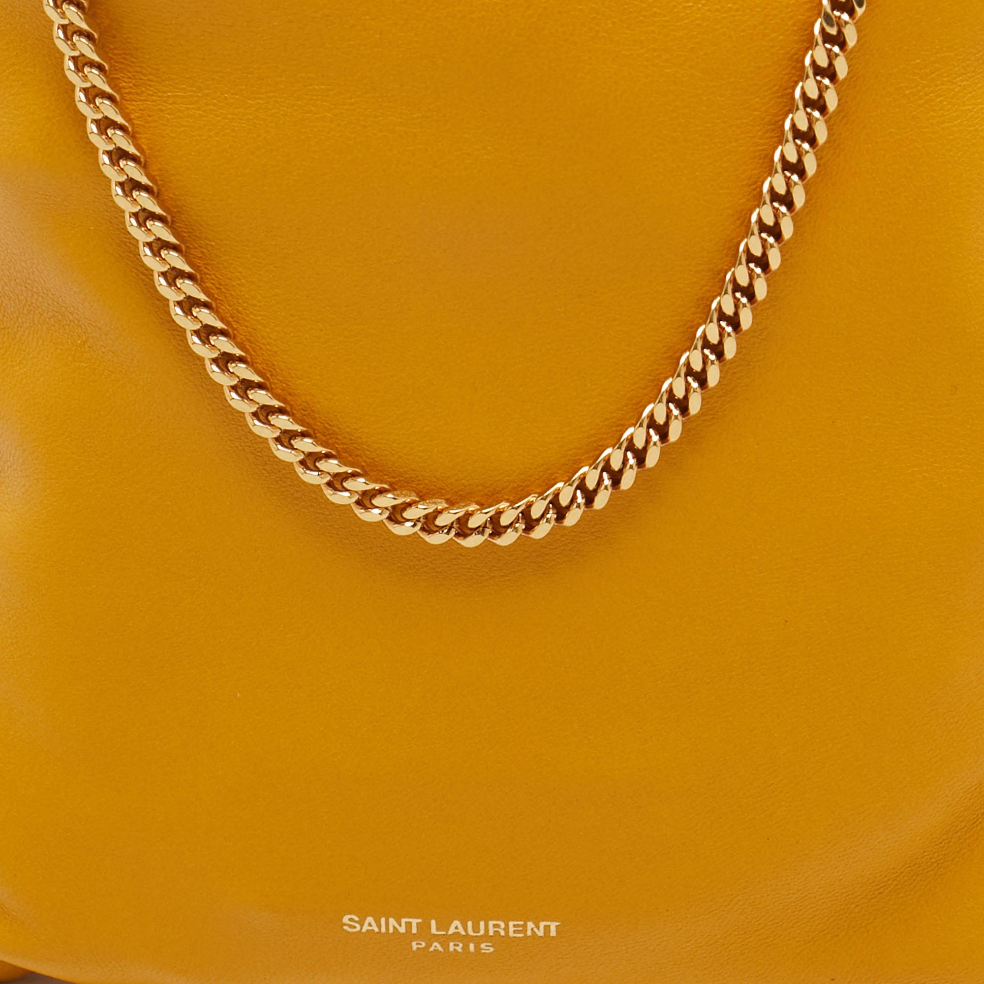 Saint Laurent Yellow Leather Phone Holder Crossbody Bag 1