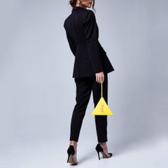 Saint Laurent Yellow Leather Pyramid Clutch Bag