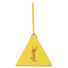 Saint Laurent Yellow Leather Pyramid Clutch Bag