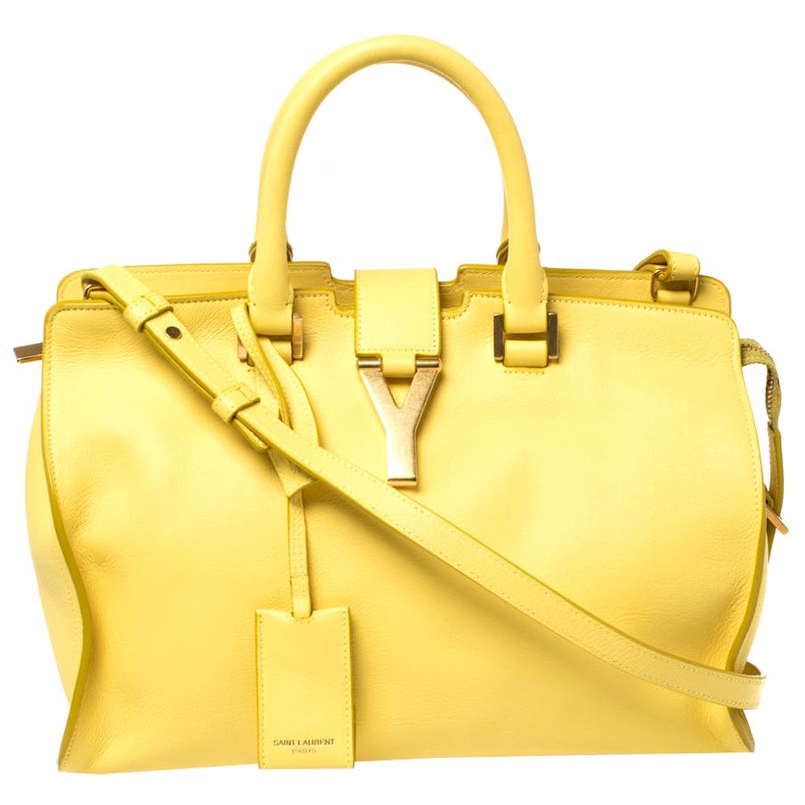 Saint Laurent Yellow Leather Small Cabas Ligne Y Tote