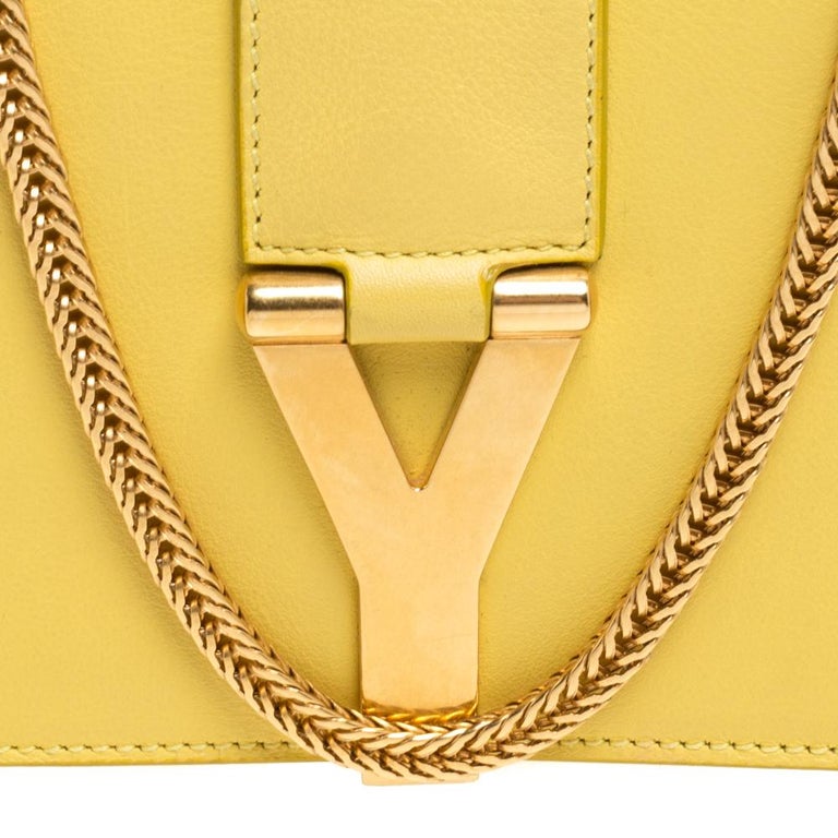 Saint Laurent Yellow Leather YLigne Wallet on Chain at 1stDibs