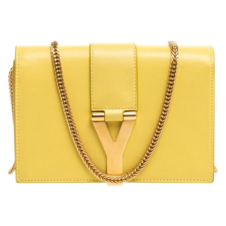 Saint Laurent Yellow Leather Y-Ligne Wallet on Chain at 1stDibs