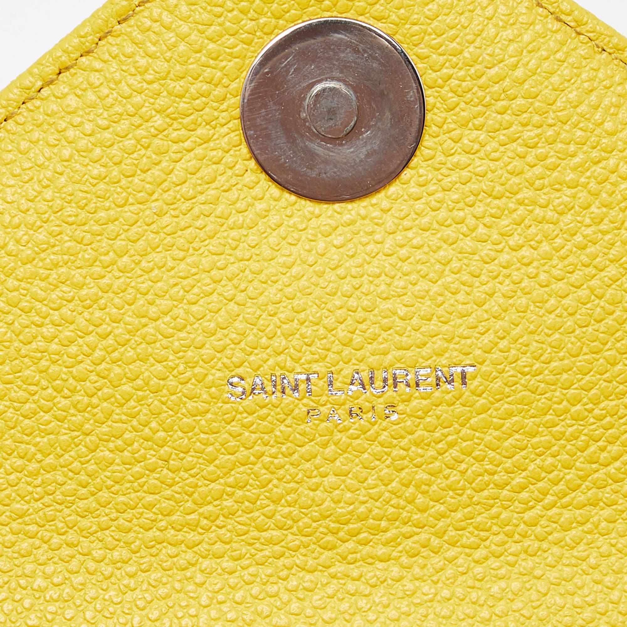 Saint Laurent Yellow Matelasse Leather Medium College Flap Bag 6