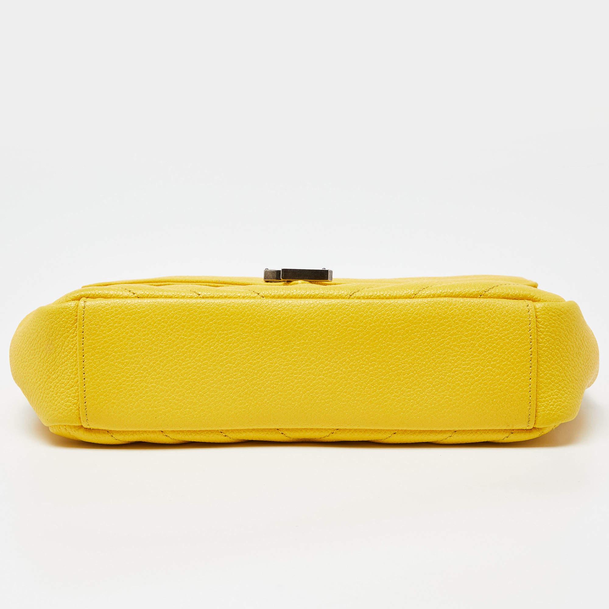 Saint Laurent Yellow Matelasse Leather Medium College Flap Bag 1
