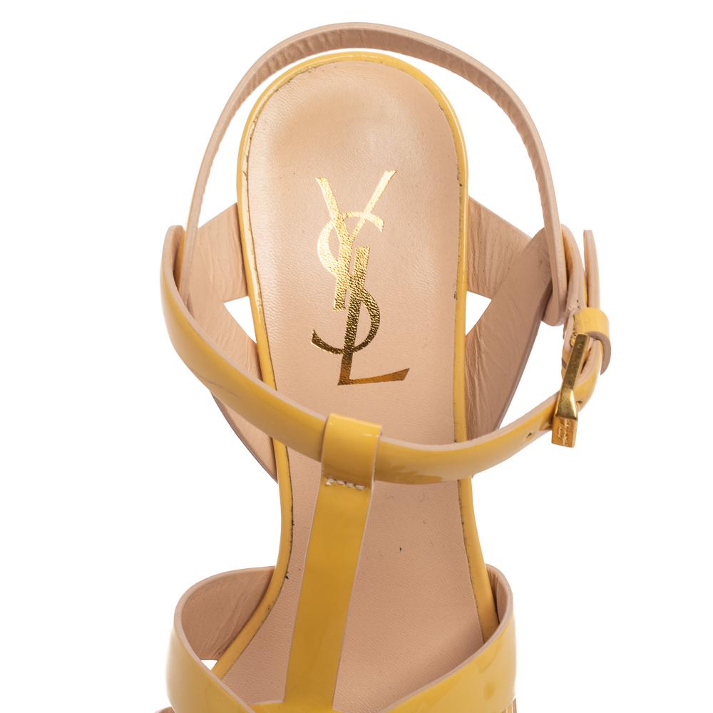 Saint Laurent Yellow Patent Leather Tribute Platform Sandals Size 36 1