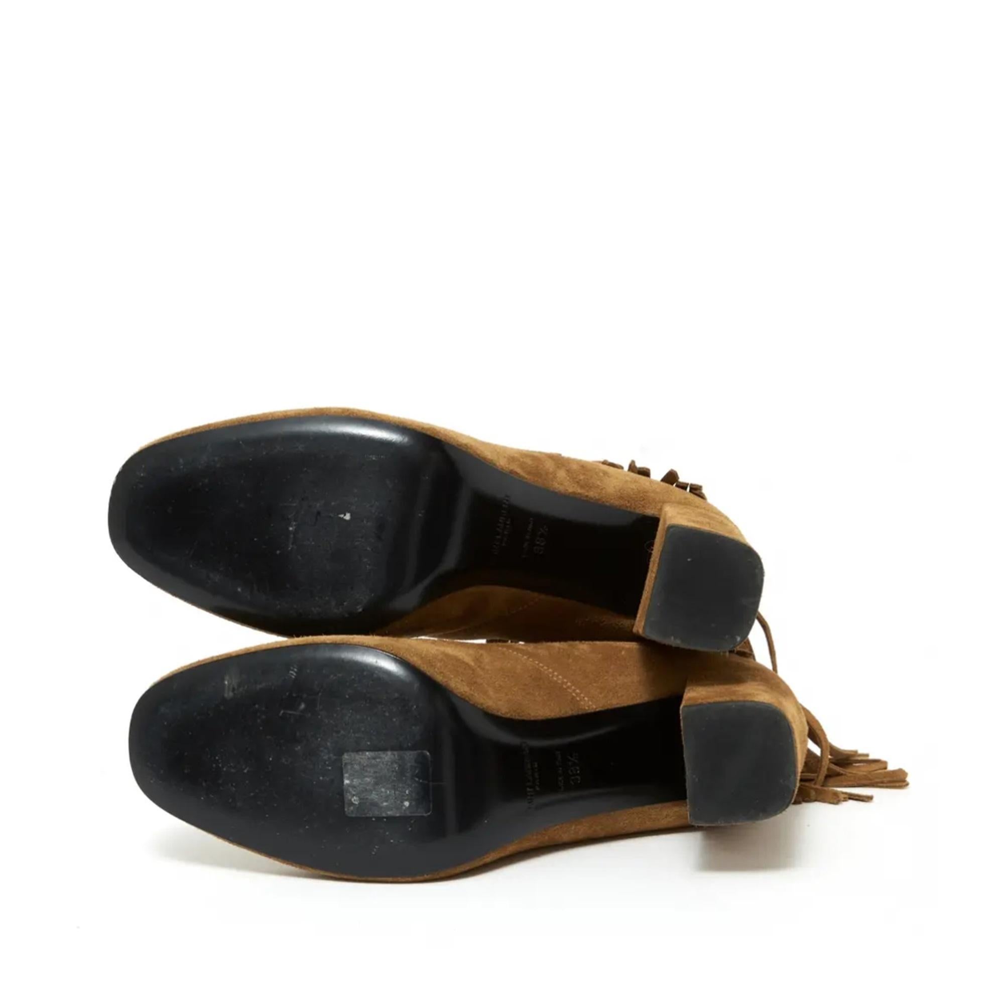 Saint Laurent YSL 2015 Bottines Franges EU38.5 Bottines en daim naturel GB5,5 US8 Neuf - En vente à PARIS, FR