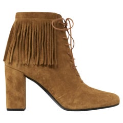 Saint Laurent YSL 2015 Bottines Franges EU38.5 Natural Suede Boots UK5.5 US8