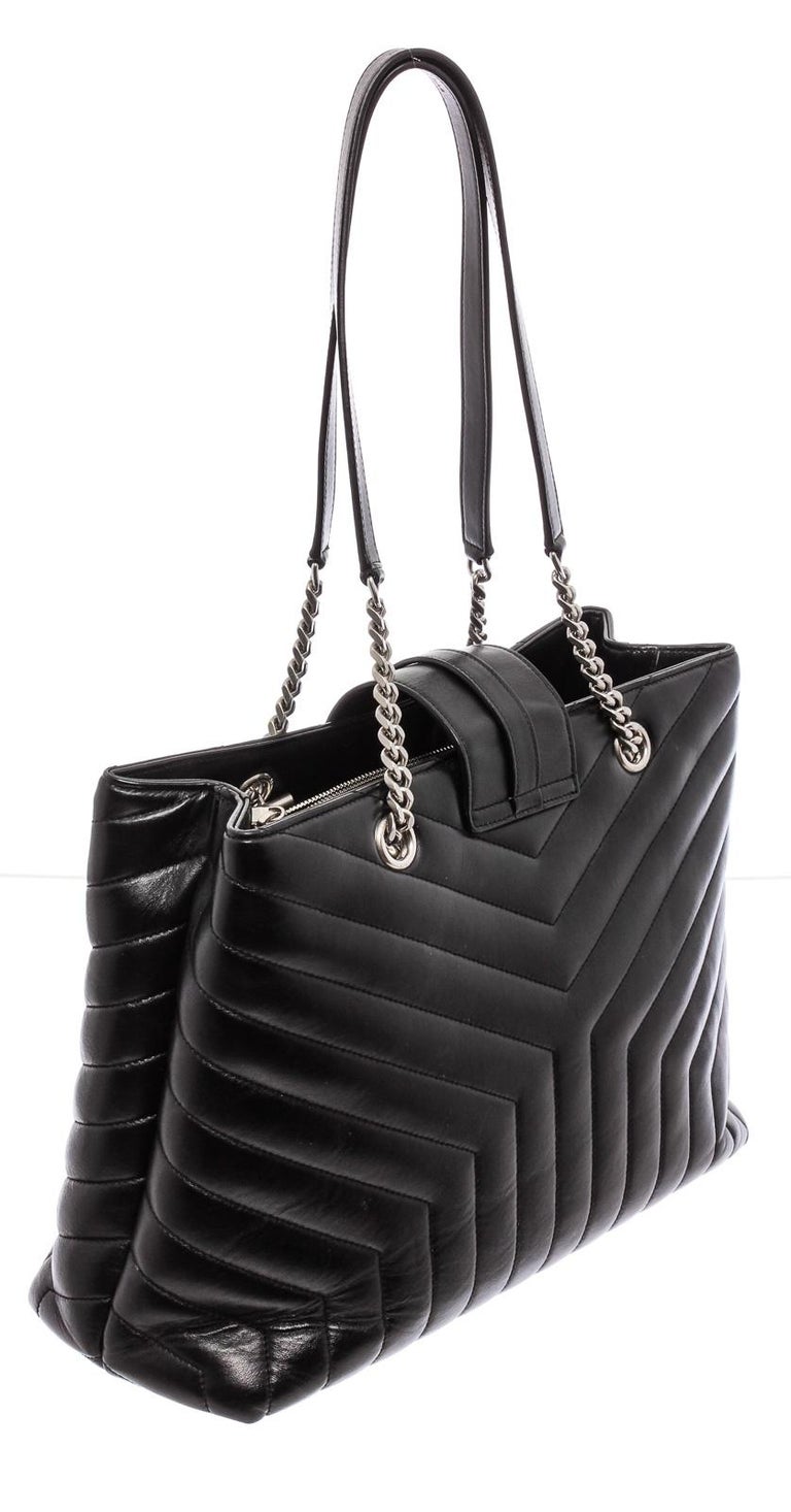 Saint Laurent YSL Black Calfskin Leather Y Quilt Large LouLou Shopper Bag For Sale at 1stDibs