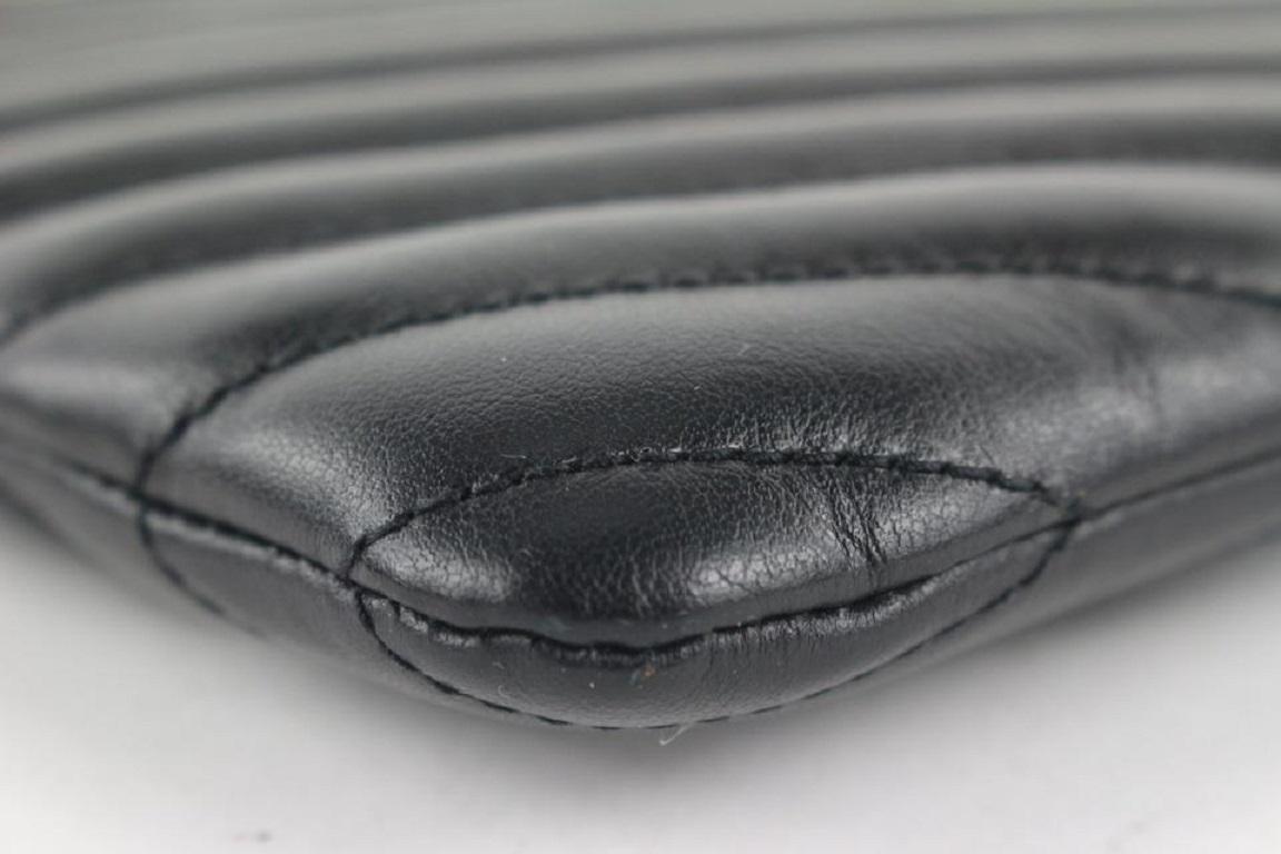Saint Laurent YSL Black Calfskin Matelasse Chevron Monogram A5 Wristlet Bag For Sale 5