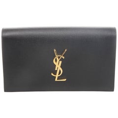 Saint Laurent YSL Black Caviar Classic Monogram Clutch