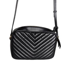 Saint Laurent YSL Black Matelassé Crossbody Lou Camera Bag