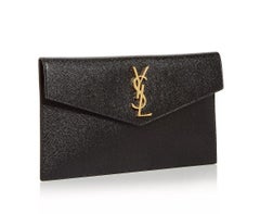 Saint Laurent YSL Black Uptown Leather Clutch Pochette