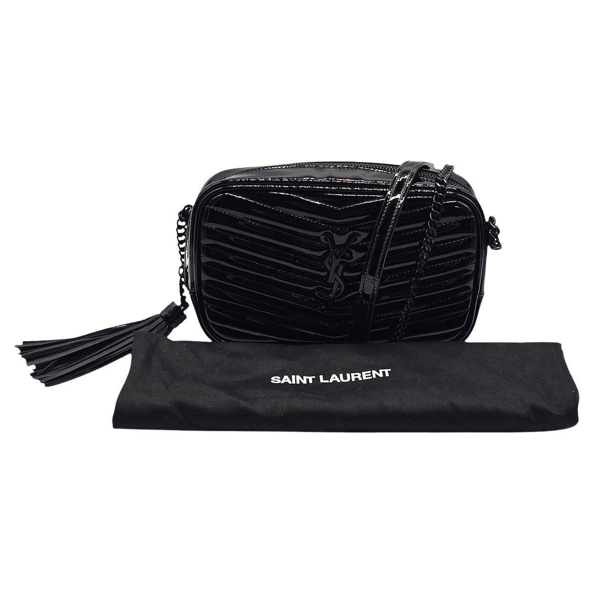 Saint Laurent YSL Chevron Quilted Patent Lou Camera Crossbody For Sale