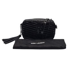 Saint Laurent YSL Chevron Quilted Patent Lou Camera Crossbody