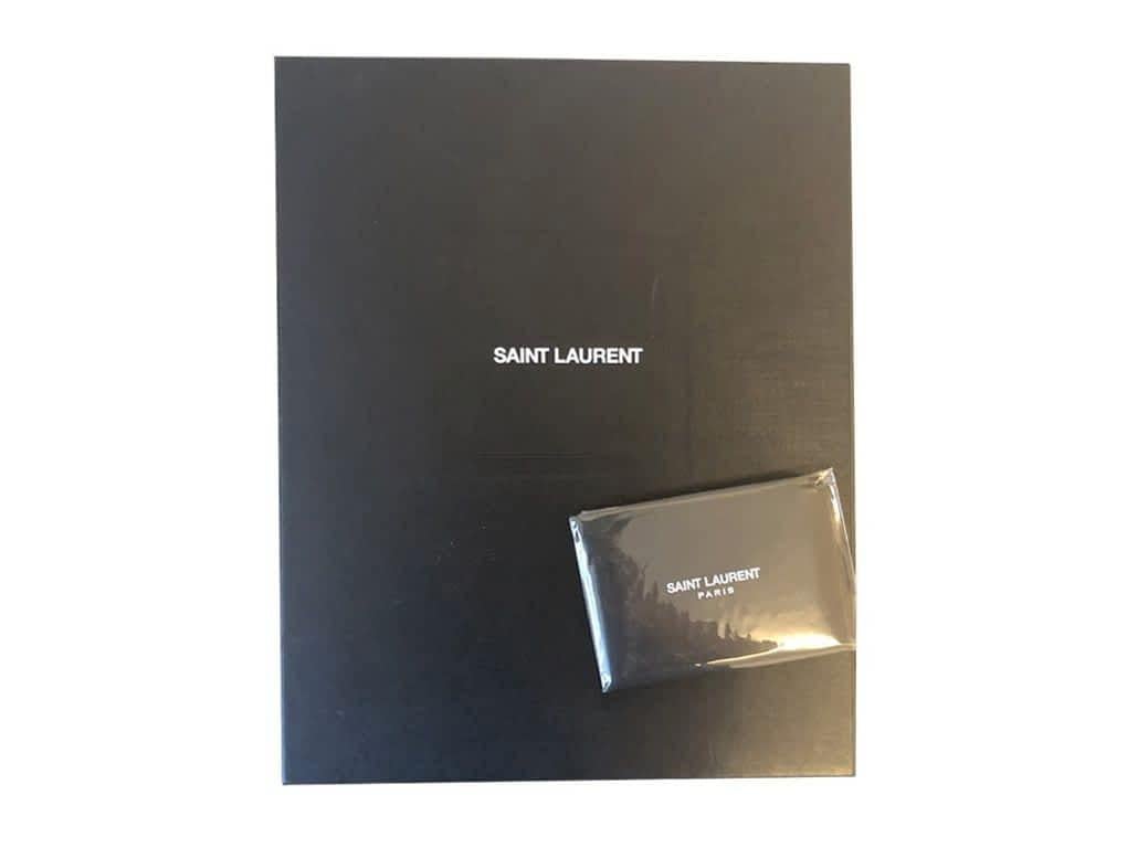 Black Saint Laurent, YSL Denim Blue Monogram A5 Pouch