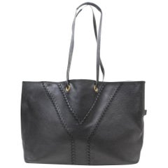 Saint Laurent Ysl Large Neo Double Reversible 869384 Black Leather Tote