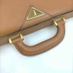 Saint Laurent Ysl Logo Attache Briefcase 860051 Brown Leather Satchel