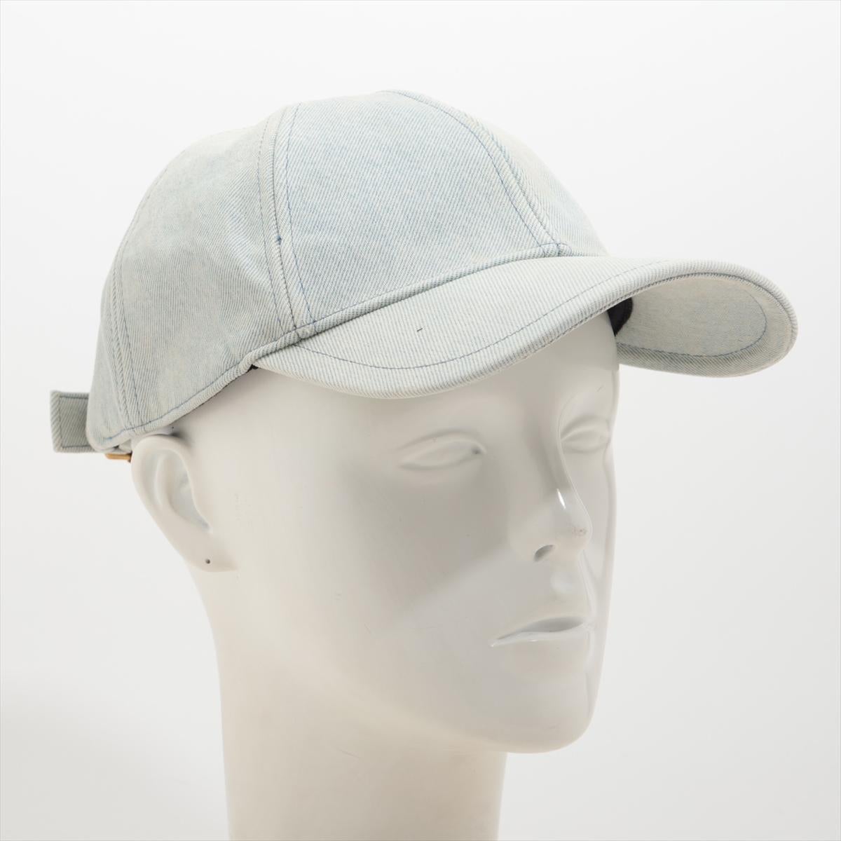 Gray Saint Laurent YSL Logo Cap Light Denim For Sale