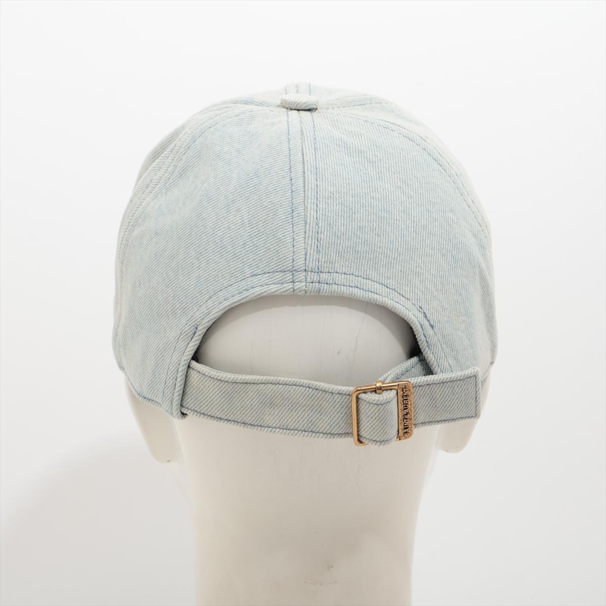 Saint Laurent YSL Logo Cap Light Denim In Good Condition For Sale In Humacao, PR