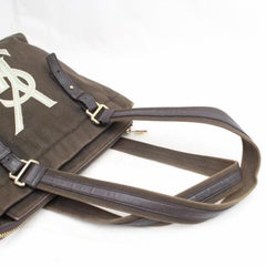 Saint Laurent Ysl Logo Tote 867762 Brown Canvas Shoulder Bag