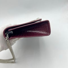 Saint Laurent YSL Medium Kate Tassel Bag Burgundy Croc Embossed Leather