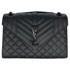 Used Saint Laurent YSL Medium Monogram Triquilt Envelope Shoulder Bag