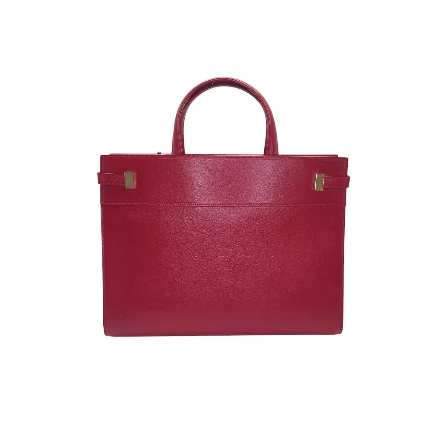 Marrone Saint Laurent YSL Tote Manhattan piccola con manico superiore in vendita