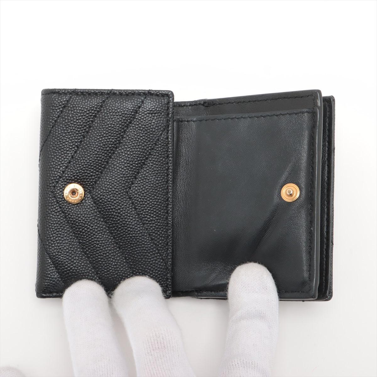 Women's Saint Laurent YSL Trifold Wallet Black For Sale