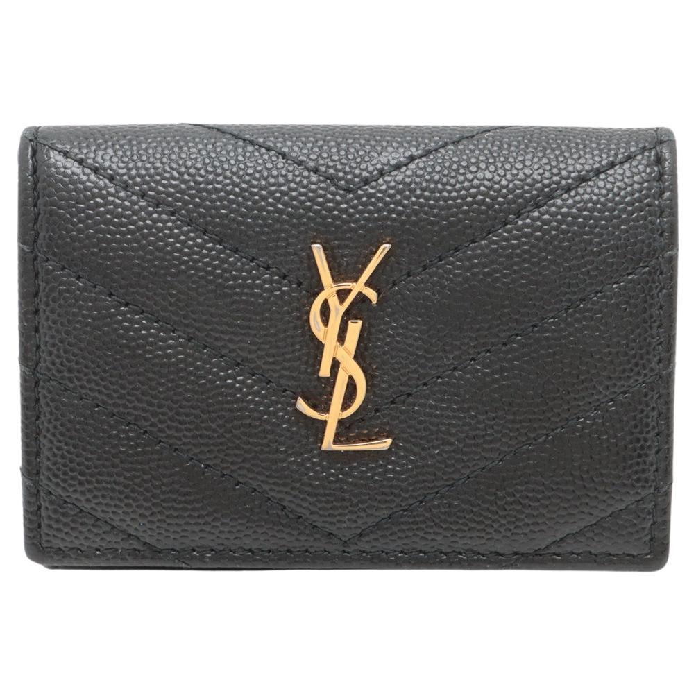 Saint Laurent YSL Trifold Wallet Black For Sale
