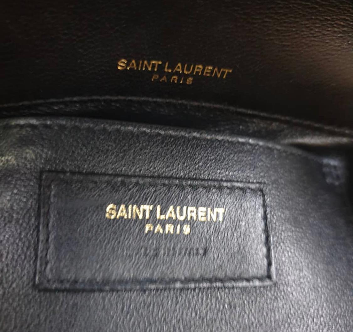 Saint Laurent YSL Vicky Small Black Velvet Monogram Matelasse Gold Crossbody Bag 4