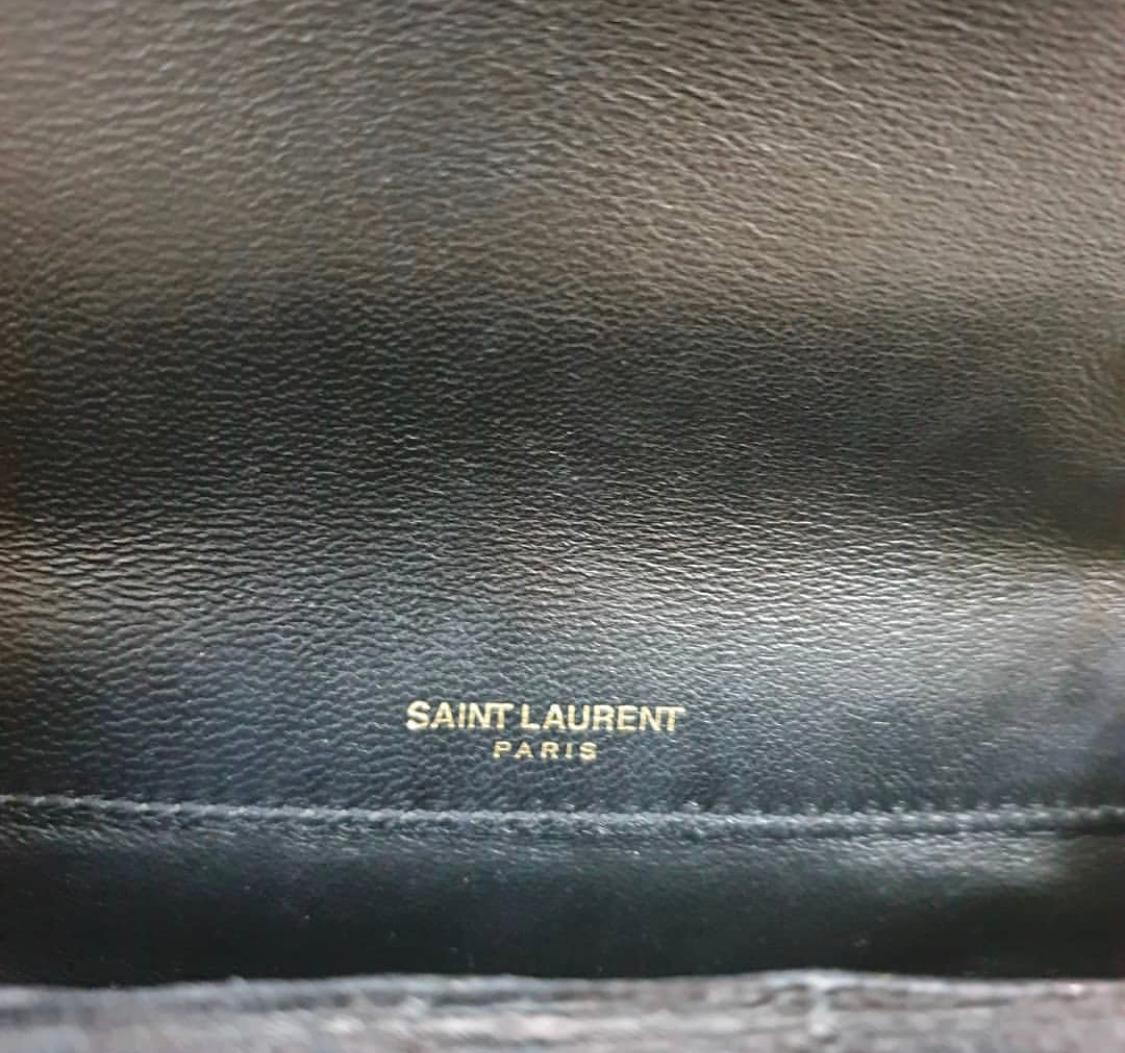 Saint Laurent YSL Vicky Small Black Velvet Monogram Matelasse Gold Crossbody Bag 2