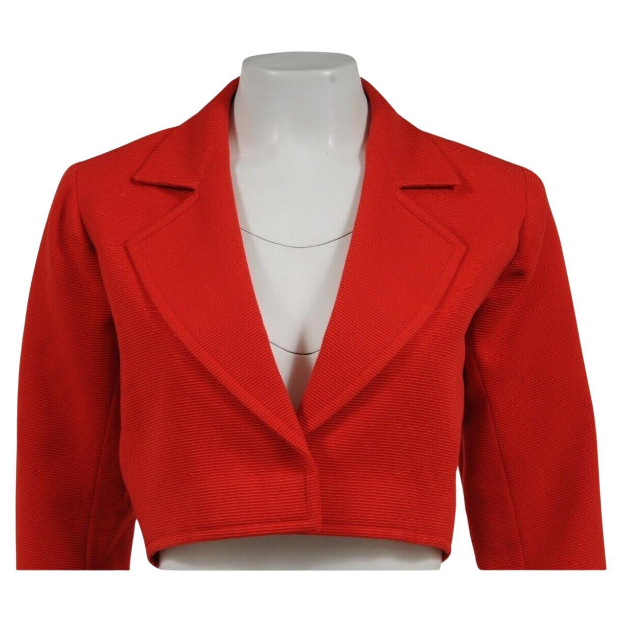 Saint Laurent YSL Women Vintage Blazer Red Wool Size 38 Boxy Cropped Rive Gauche