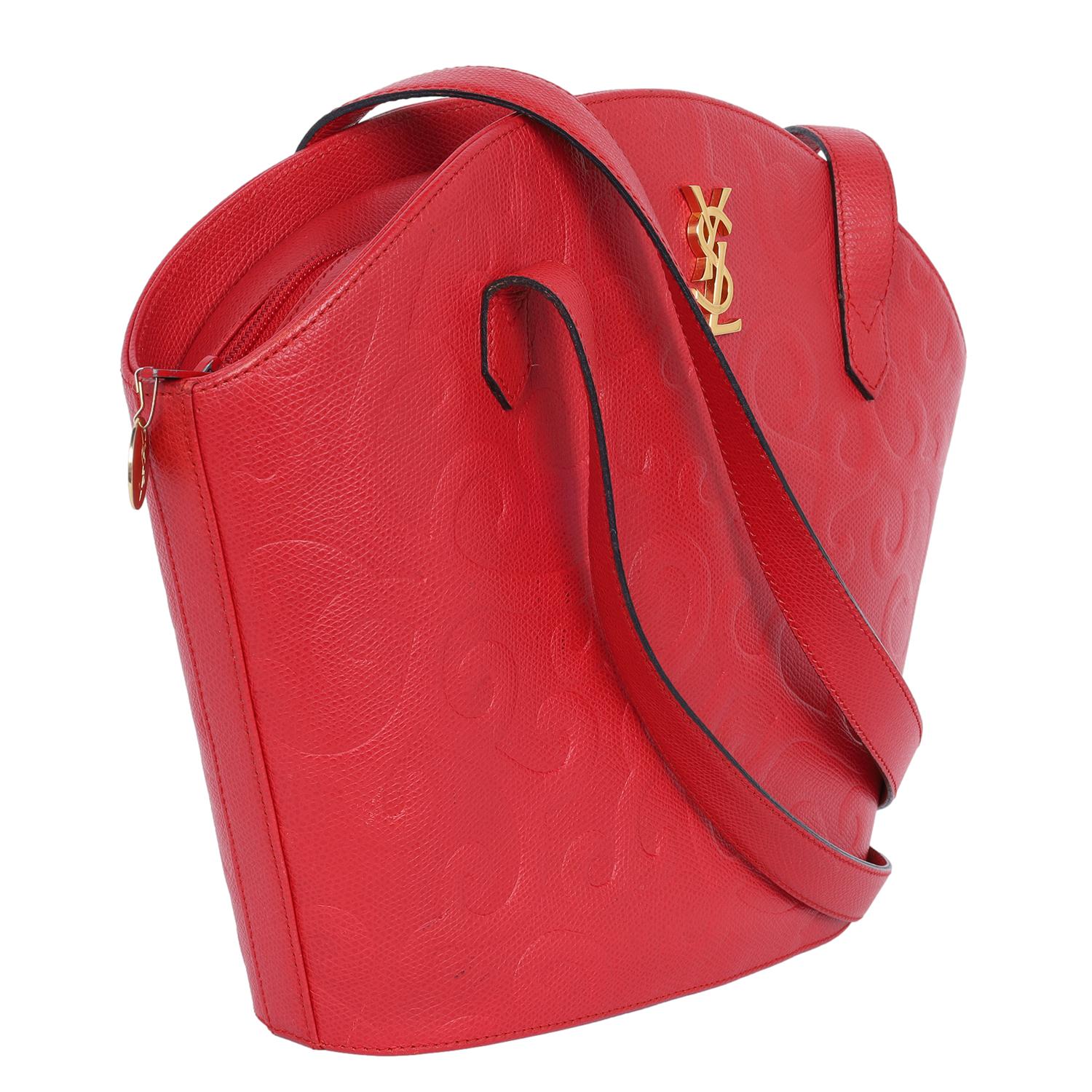 Women's Saint Laurent Yves Saint Laurent Arabesque Leather Shoulder Bag Red