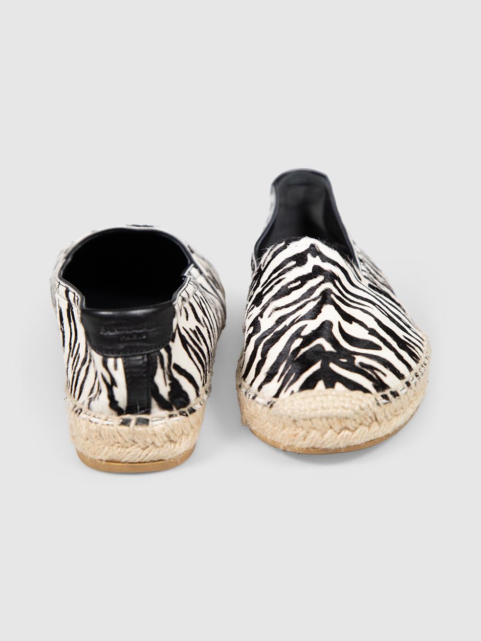 Beige Saint Laurent Zebra Print Pony Style Calfskin Flats Size IT 40