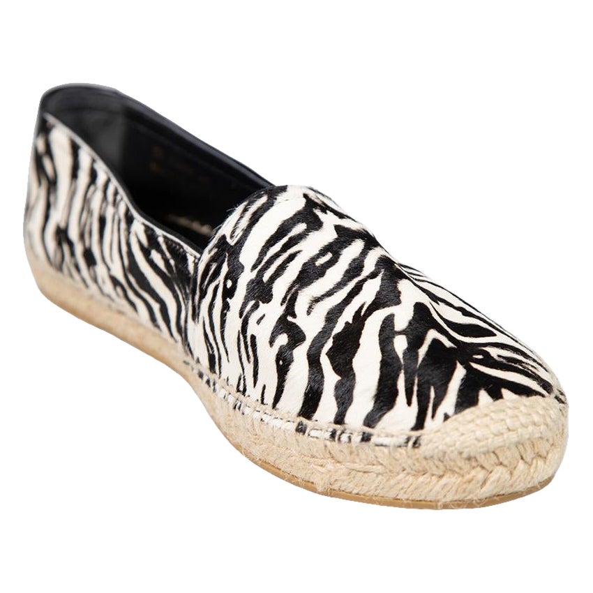 Saint Laurent Zebra Print Pony Style Calfskin Flats Size IT 40