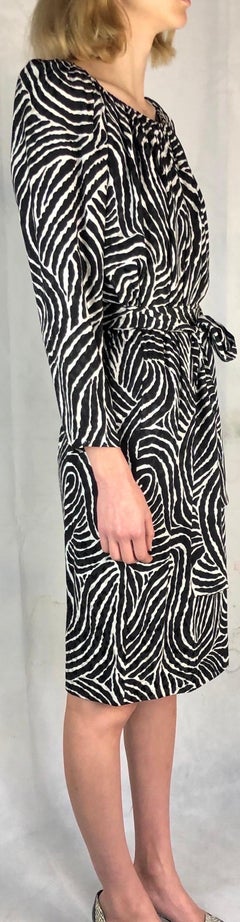 Saint Laurent zebra print two pieces skirt silk ensemble, circa 1980