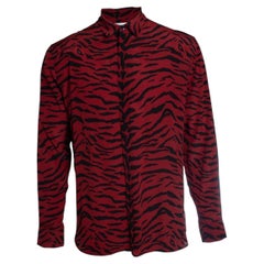 Saint Laurent, zebra printed blouse in red and black