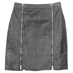 Saint Laurent Zip Detailed Leather Mini Skirt Fr 36 Uk 8